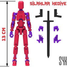 SYK Design Robot 13 Dummy Kırmızı Mor Tüm Eklemleri Hareketli Aksiyon Figürü Oyuncak