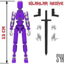 SYK Design Robot 13 Dummy Mor Beyaz Tüm Eklemleri Hareketli Aksiyon Figürü Oyuncak