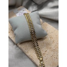 Xuping Gold 3 Sıralı Tasarım Taşlı Kararmaz Şık Bileklik 17+2 cm
