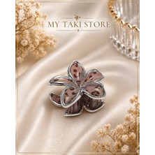 My Takı Store Leopar Desen Lotus Mandal Toka Xl (8) cm
