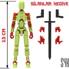 SYK Design Robot 13 Dummy Fıstık Yeşil Kırmızı Tüm Eklemleri Hareketli Aksiyon Figürü Oyuncak