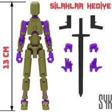 SYK Design Robot 13 Dummy Haki Yeşil Mor Tüm Eklemleri Hareketli Aksiyon Figürü Oyuncak