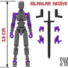 SYK Design Robot 13 Dummy Koyu Gri Mor Tüm Eklemleri Hareketli Aksiyon Figürü Oyuncak
