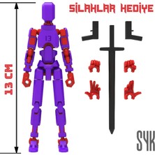 SYK Design Robot 13 Dummy Mor Kırmızı Tüm Eklemleri Hareketli Aksiyon Figürü Oyuncak