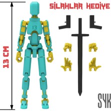 SYK Design Robot 13 Dummy Turkuaz Sarı Tüm Eklemleri Hareketli Aksiyon Figürü Oyuncak