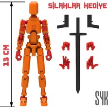 SYK Design Robot 13 Dummy 13 cm Turuncu Kırmızı Aksiyon Figürü Hediyelik Çocuklar İçin