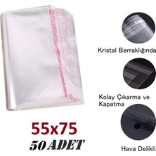 Jokey Ambalaj 55X70+5 ŞEFFAF-Berrak O.p.p. Toz Tutmayan Hava Delikli Yapışkan Bantlı Paketleme Poşeti (50 Adet)