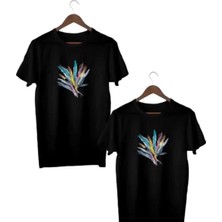 Nigrum Pardus Nıgrum Pardus Özel Seri Renkli Tüyler Baskılı %100 Pamuk Anne-Çocuk Kombini T-Shirt