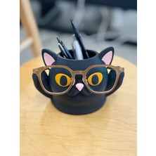 3D Snaxx Kedi Tasarımlı Gözlük ve Kalemlik Standı – Çok Amaçlı Masaüstü Organizer 17X12X12CM