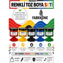 Fabrikone Toz Mum Boyası Seti 10 cc 5'li – Soya & Parafin Wax Için – Kırmızı, Sarı, Siyah, Mavi, Yeşil BKFAB5KSRSMY10G