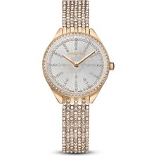 Swarovski Attract Saat Full Pave Metal Bileklik Beyaz Pembe Altin Rengi Kaplama