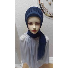 Ergül Hazır Duvak Simsiz Koyu Lacivert Tekli Hazir Turban,hazır Duvak,hazır Şal,abiye Şal, Düğün,sünnet,mezuniyet