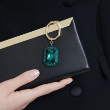 Swarovski Anahtarlik Octogon Cut Yeşil Karişik Metal Kaplama