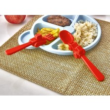 Luord - Store Figürlü Mama Çatal Kaşık Seti - Kırmızı