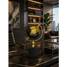 Sleep Nova Lux Gold Dünya Küresi Dekoratif Ofis Masa Aksesuarı | Modern Şık Altın Siyah Globe Obje