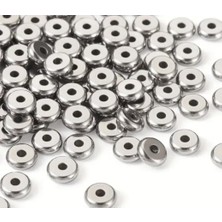 Yiğit Aksesuar 100 Adet Yuvarlak Disk Metal Gümüş Kaplama Ara Aparat Takı Aparatı