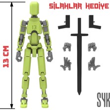 SYK Design Robot 13 Dummy Fıstık Yeşil Gri Tüm Eklemleri Hareketli Aksiyon Figürü Oyuncak