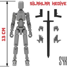 SYK Design Robot 13 Dummy Gri Gri Tüm Eklemleri Hareketli Aksiyon Figürü Oyuncak