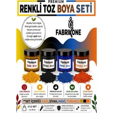 Fabrikone Toz Mum Boyası Seti 10 cc 4’lü – Soya & Parafin Wax Için – Sarı, Siyah, Mavi, Turuncu BKFAB4SRSMT10G