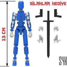 SYK Design Robot 13 Dummy Mavi Beyaz Tüm Eklemleri Hareketli Aksiyon Figürü Oyuncak