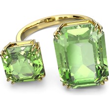 Swarovski Millenia Yüzük Octagon Cut Yeşil Sari Altin Rengi Kaplama 52