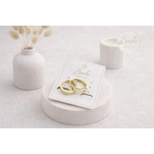Xuping Çizgili Halka Küpe 1.5 cm 14K Gold Renginde Hipoalerjenik Kararmaz