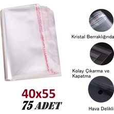 Jokey Ambalaj 40X55+5 ŞEFFAF-Berrak O.p.p. Toz Tutmayan Hava Delikli Yapışkan Bantlı Paketleme Poşeti (75 Adet)