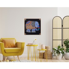 Galeri Mavi “fil Iı” Imzalı Özgün El Yapımı Akrilik Tablo 50X50 cm Kanvas Modern Dekoratif Çerçevesiz