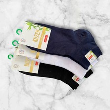 Miyakidsworld Bambu Erkek Yarım Konç Dikişsiz Çorap 3 Lü Paket -Terletmez- Siyah-Beyaz-Lacivert