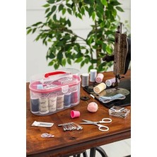 Byanes Kullanışlı Plastik Oval Kutu Dikiş Seti Kırmızı
