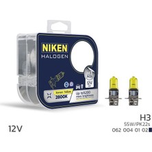 Niken Nıken 12V H3 55W Sarı Işık Ampul PK22S 2800K (1 Tk )