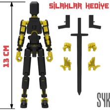 SYK Design Robot 13 Dummy Siyah Sarı Hareketli Aksiyon Figürü Oyuncak 13 cm Hediyelik