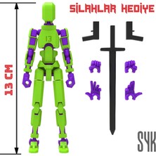 SYK Design Robot 13 Dummy Yeşil Mor Tüm Eklemleri Hareketli Aksiyon Figürü Oyuncak