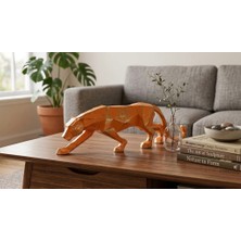 Mirsa Global Modern Dekoratif Turuncu Gold Detaylı Leopar Kübik Biblo Heykel  – Dekoratif Masa, Şık Salon & Yatak Odası Ofis Dekoru