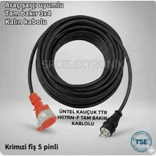 Srcelektronik Araç Şarjı  Uyumlu Trifaze Üntel Kauçuk H07RN-F - 3x4 Ttr Tam Bakır Kablolu (1-40 Metre Arası ) Dönüştürücülü Seyyar  Uzatma