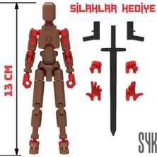 SYK Design Robot 13 Dummy Kahverengi Kırmızı Tüm Eklemleri Hareketli Aksiyon Figürü Oyuncak