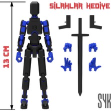SYK Design Robot 13 Dummy Siyah Mavi 13 cm Hareketli Aksiyon Figürü Oyuncak Hediyelik