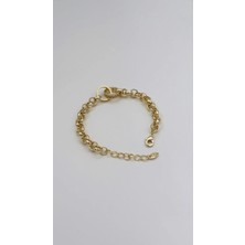 Fully Design Gold Kararmaz Geçmeli Halka Model Şık Bileklik 17+2 cm