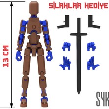 SYK Design Robot 13 Dummy Kahverengi Mavi Tüm Eklemleri Hareketli Aksiyon Figürü Oyuncak