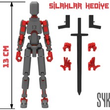 SYK Design Robot 13 Dummy Koyu Gri Kırmızı Tüm Eklemleri Hareketli Aksiyon Figürü Oyuncak