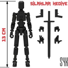 SYK Design Robot 13 Dummy Siyah Hareketli Aksiyon Figürü Oyuncak 13 cm Hediyelik Çocuklar İçin