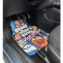 Şimika Vice City Desen Kaymaz Taban Dekoratif Oto Halı Paspas Üniversal Yıkanabilir Her (Anahtarlık Hediyeli)