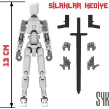 SYK Design Robot 13 Dummy Beyaz Gri Tüm Eklemleri Hareketli Aksiyon Figürü Oyuncak