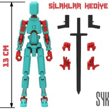 SYK Design Robot 13 Dummy Turkuaz Kırmızı Tüm Eklemleri Hareketli Aksiyon Figürü Oyuncak