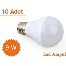 Byanes Ev Tipi 9W Tasarruflu LED Lamba Ampul 10 Adet Beyaz Işık Aydınlatma