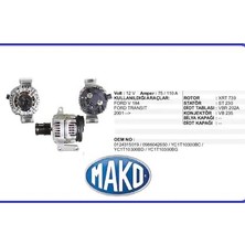 Mako Alternatör A115I.14V/105A Ford Transıt (2002 Model ) V184 (1 Ad )