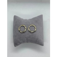 Vip Gold Taşlı Kemik Halka Küpe