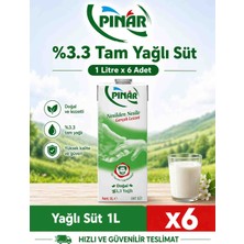 Pınar Tam Yağlı Süt 1lt x 6 Adet