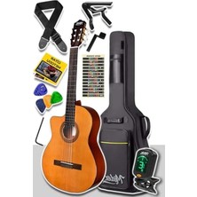 MarkEntegra 4/4 Sap Ayarlı Kesik Kasa Klasik Gitar Seti