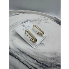 Xuping Gold Buğulu Tasarım Dikdörtgen Halka Küpe